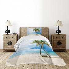 Beach Palm Trees Rock Bedspread Set