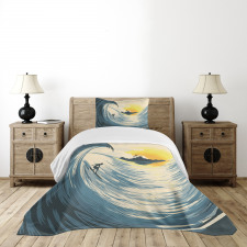 Cloudy Tropical Island Bedspread Set