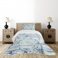 Old Airplane Drawing Bedspread Set