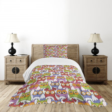 Ornate Owl Polka Dots Bedspread Set
