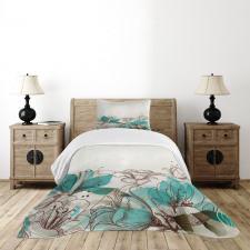 Retro Hibiscus Art Bedspread Set