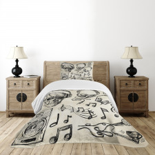 Music Hipster Skull Bedspread Set