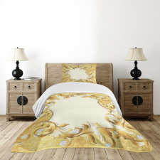 Golden Floral Ornament Bedspread Set