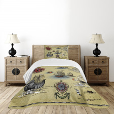 Antique Map Pirate Bedspread Set