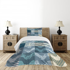 Anchor Grunge Naval Bedspread Set