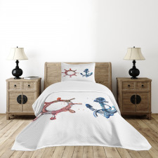 Nautical Steering Wheel Bedspread Set