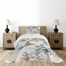 Birds Hibiscus Flowers Bedspread Set