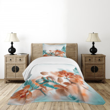 Orchids Blossoms Floral Bedspread Set