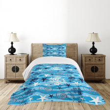 Seashells Marine Sea Bedspread Set