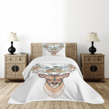 Deer Head Floral Ethnic Bedspread Set