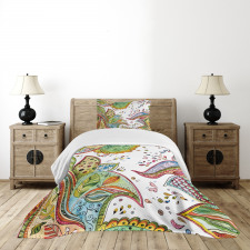 Leaves Flowers Hearts Bedspread Set