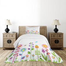 Floral Cartoon Art Bedspread Set