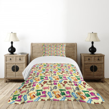 Colorful Motorcycles Bedspread Set