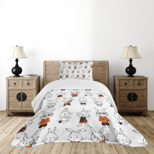 Retro Bunny Rabbits Bedspread Set