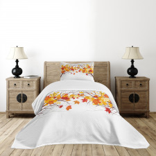 Cartoon Maple Autumn Tree Bedspread Set