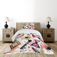 Cosmetics Make up Theme Bedspread Set