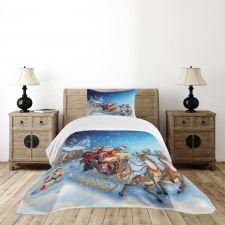 Santa in Sleigh Toys Bedspread Set