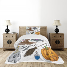 Pumpkin Skull Bedspread Set