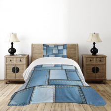 Denim Patchwork Pattern Bedspread Set