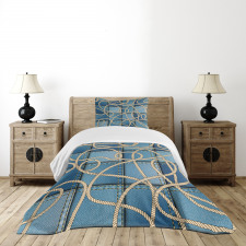 Denim Patchwork Rope Bedspread Set