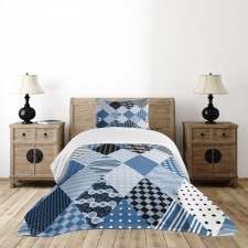 Diamond Shaped Patchworks Bedspread Set