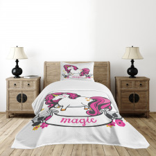 Unicorn with Pink Hair Bedspread Set