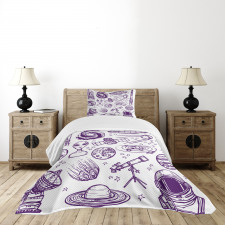 Sketch Alien Planet Art Bedspread Set