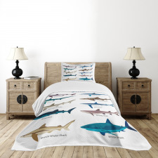 Cartoon Shark Types Wild Bedspread Set