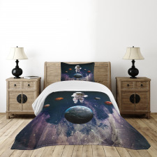 Planets Astronaut Space Bedspread Set