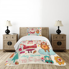 Santa and Teddy Bear Bedspread Set