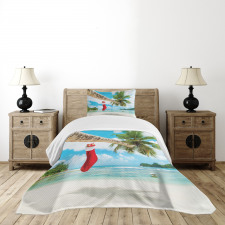 Beach Xmas Stockings Bedspread Set