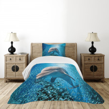 Dolphin in Ocean Marine Bedspread Set