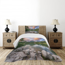 Lake by Forest Mountain Bedspread Set