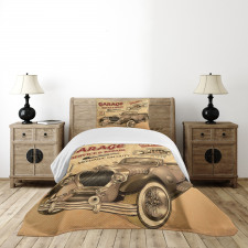 Old Style Car Repair Bedspread Set