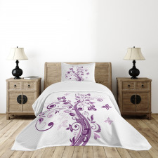 Flowers Leaf Butterlies Bedspread Set