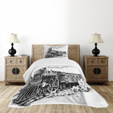 Rustic Old Train Bedspread Set