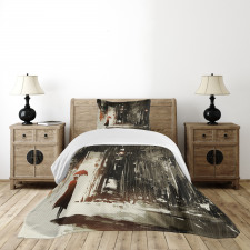 Old Superrhero in Rain Bedspread Set