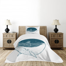 Whale and Stars Old Ship Bedspread Set