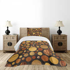 Brown Abstract Circles Bedspread Set