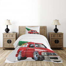 Red Farm Truck Bedspread Set