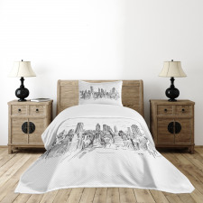 Sketchy NYC Cityscape Bedspread Set