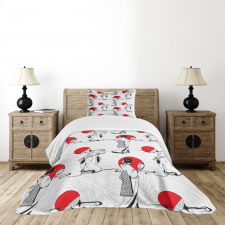 Modern Japanese Bedspread Set