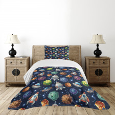 Futuristic Science Ufo Bedspread Set