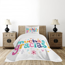 Spanish Thanks Words Bedspread Set