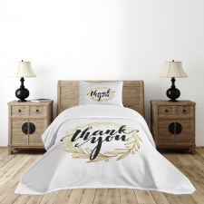 Thank You Words Leaves Bedspread Set