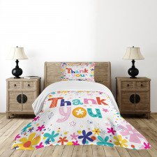 Words with Blossoms Bedspread Set