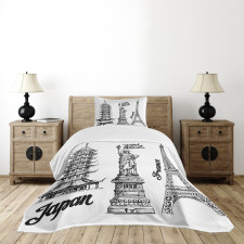 Japan Paris Building Bedspread Set