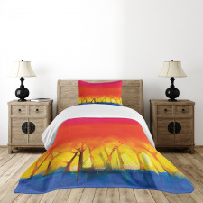 Colorful Abstract Tree Bedspread Set