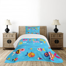 Patchwork Style and Words Bedspread Set