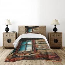 Wooden Pattern Window Bedspread Set